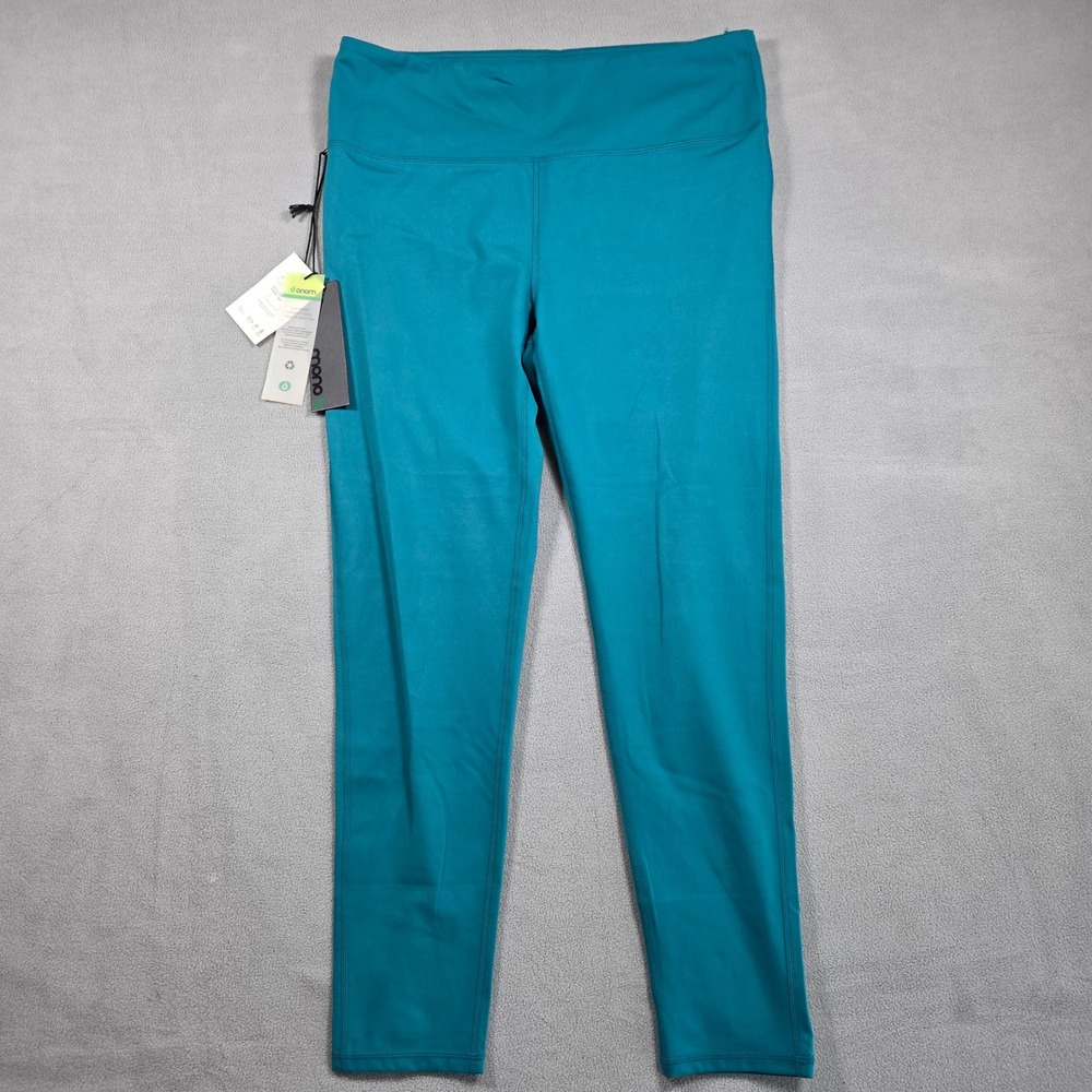 Mono B leggings Women 1XL Teal Tapered High Rise APH-A0853P Stretch Solid